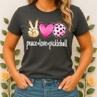 Cute Pickleballpeace Love Pickleball Lover Leopard Print Best Gift Women's T-Shirt thumb 2