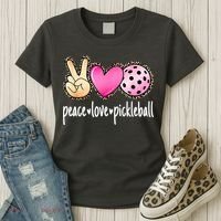 Cute Pickleballpeace Love Pickleball Lover Leopard Print Best Gift Women's T-Shirt thumb 3
