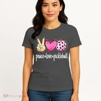 Cute Pickleballpeace Love Pickleball Lover Leopard Print Best Gift Women's T-Shirt thumb 4