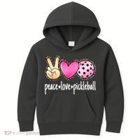Cute Pickleballpeace Love Pickleball Lover Leopard Print Best Gift Kids Hoodie thumb 0