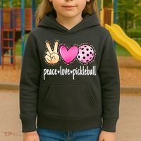Cute Pickleballpeace Love Pickleball Lover Leopard Print Best Gift Kids Hoodie thumb 3