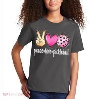 Cute Pickleballpeace Love Pickleball Lover Leopard Print Best Gift Kids T-Shirt thumb 2