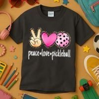 Cute Pickleballpeace Love Pickleball Lover Leopard Print Best Gift Kids T-Shirt thumb 3