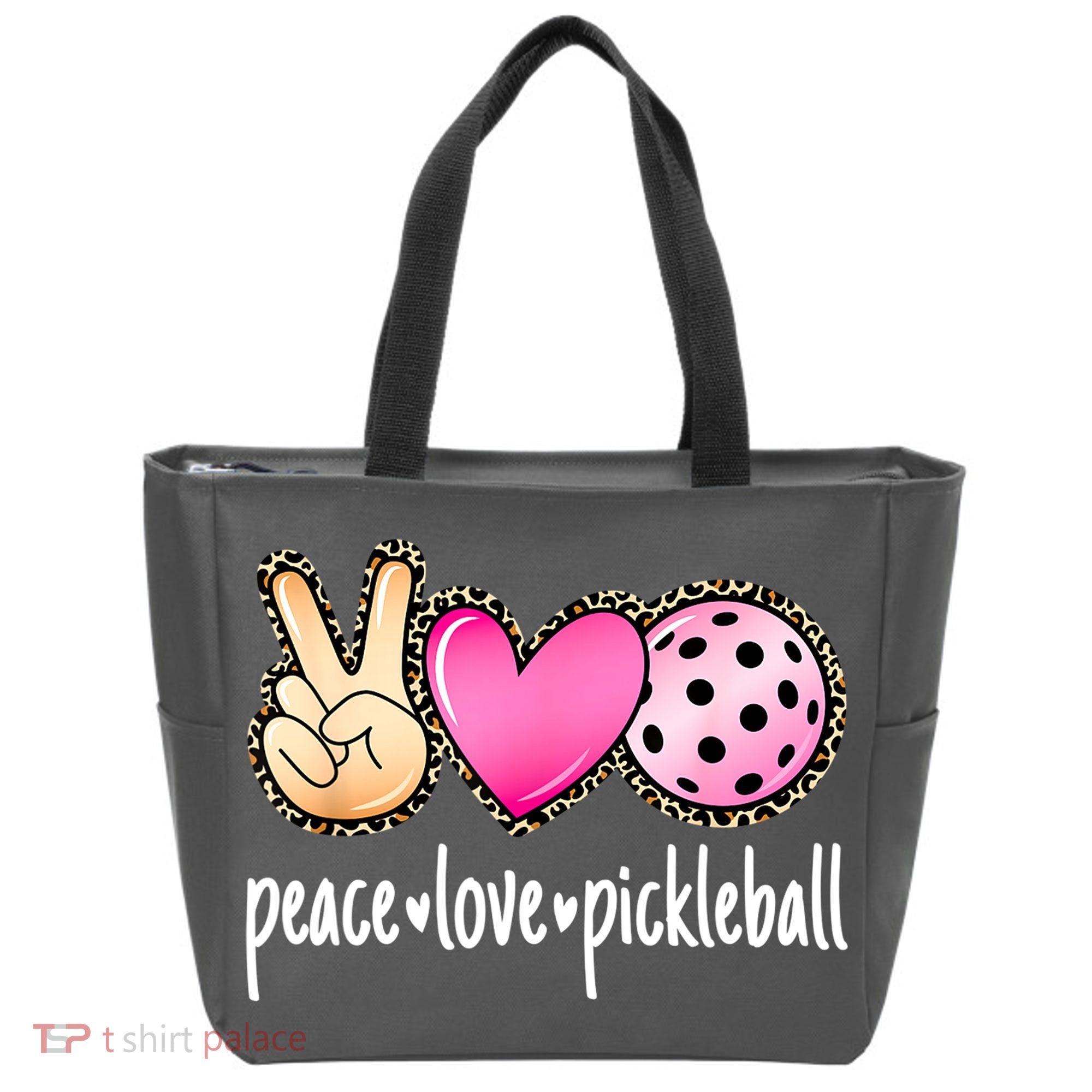 Cute Pickleballpeace Love Pickleball Lover Leopard Print Best Gift Tote Bag