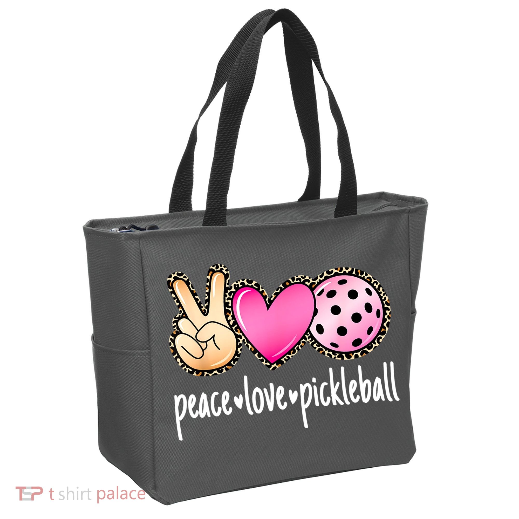 Cute Pickleballpeace Love Pickleball Lover Leopard Print Best Gift Tote Bag
