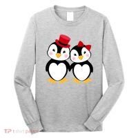 Cute Penguin Love Couples Valentines Long Sleeve Shirt thumb 0