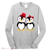 Cute Penguin Love Couples Valentines Long Sleeve Shirt thumb 0