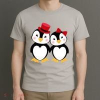 Cute Penguin Love Couples Valentines T-Shirt thumb 3