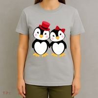 Cute Penguin Love Couples Valentines T-Shirt thumb 4