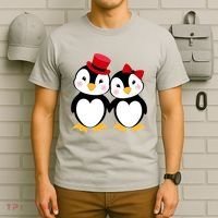 Cute Penguin Love Couples Valentines T-Shirt thumb 6