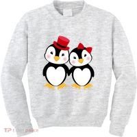 Cute Penguin Love Couples Valentines Kids Sweatshirt thumb 0