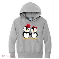 Cute Penguin Love Couples Valentines Kids Hoodie thumb 0