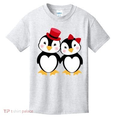 Cute Penguin Love Couples Valentines Kids T-Shirt