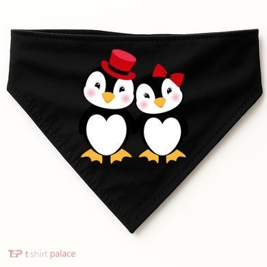 Cute Penguin Love Couples Valentines USA-Made Doggie Bandana