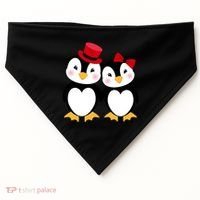 Cute Penguin Love Couples Valentines USA-Made Doggie Bandana thumb 0