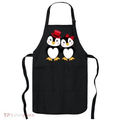 Cute Penguin Love Couples Valentines Apron