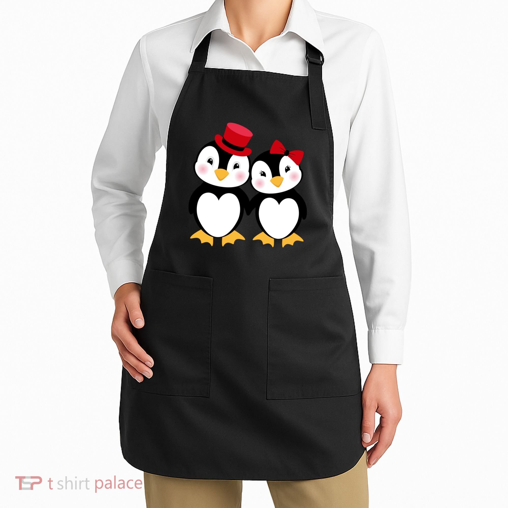 Cute Penguin Love Couples Valentines Apron