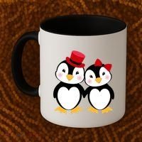 Cute Penguin Love Couples Valentines Coffee Mug thumb 2