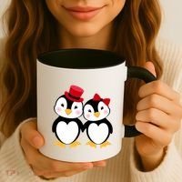 Cute Penguin Love Couples Valentines Coffee Mug thumb 3