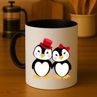 Cute Penguin Love Couples Valentines Coffee Mug thumb 4