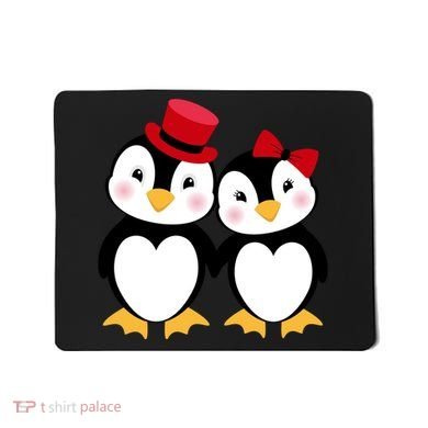Cute Penguin Love Couples Valentines Mousepad