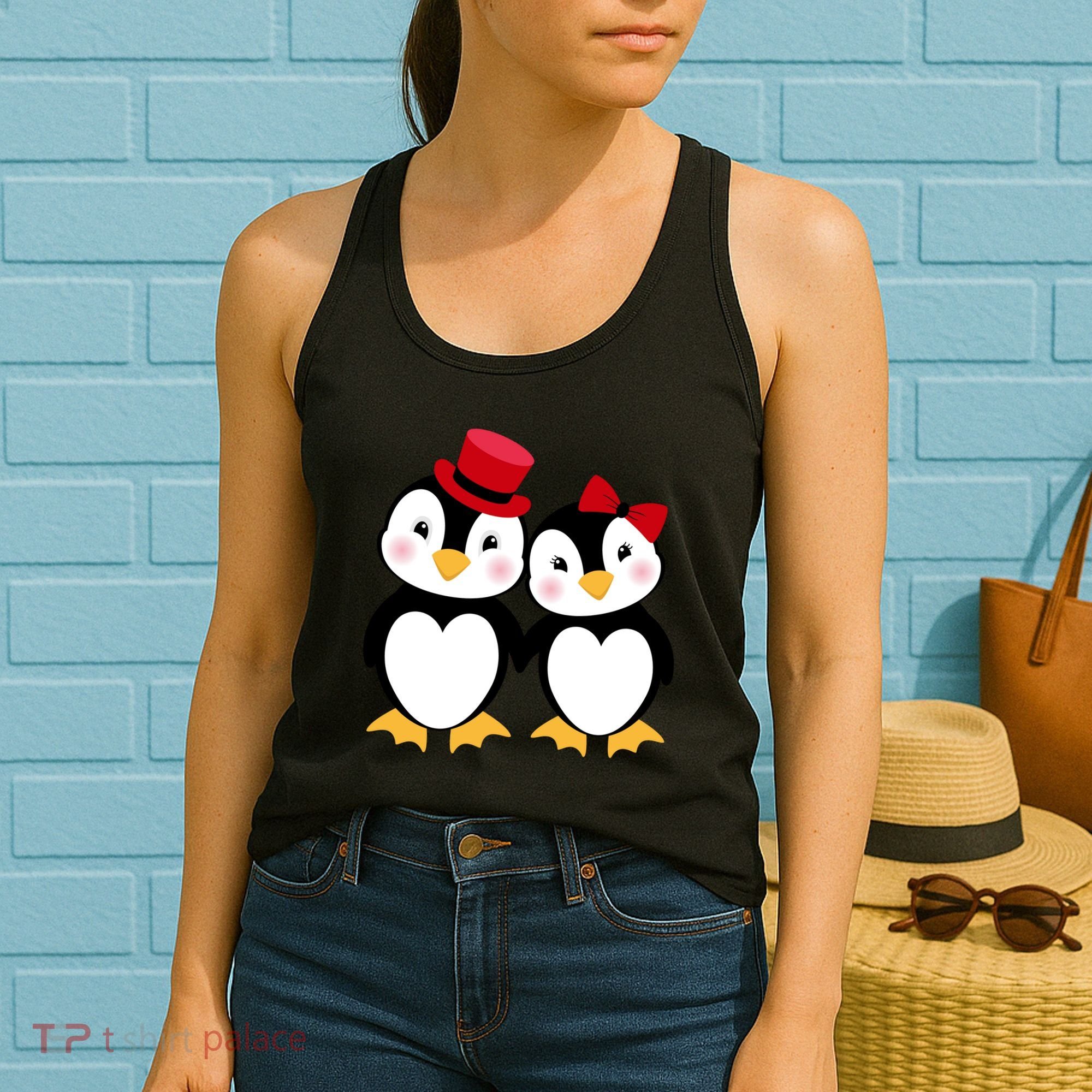 Cute Penguin Love Couples Valentines Women's Tank Top