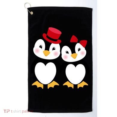 Cute Penguin Love Couples Valentines Golf Towel