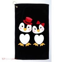 Cute Penguin Love Couples Valentines Golf Towel thumb 0
