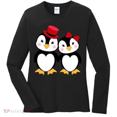 Cute Penguin Love Couples Valentines Women's Long Sleeve Shirt
