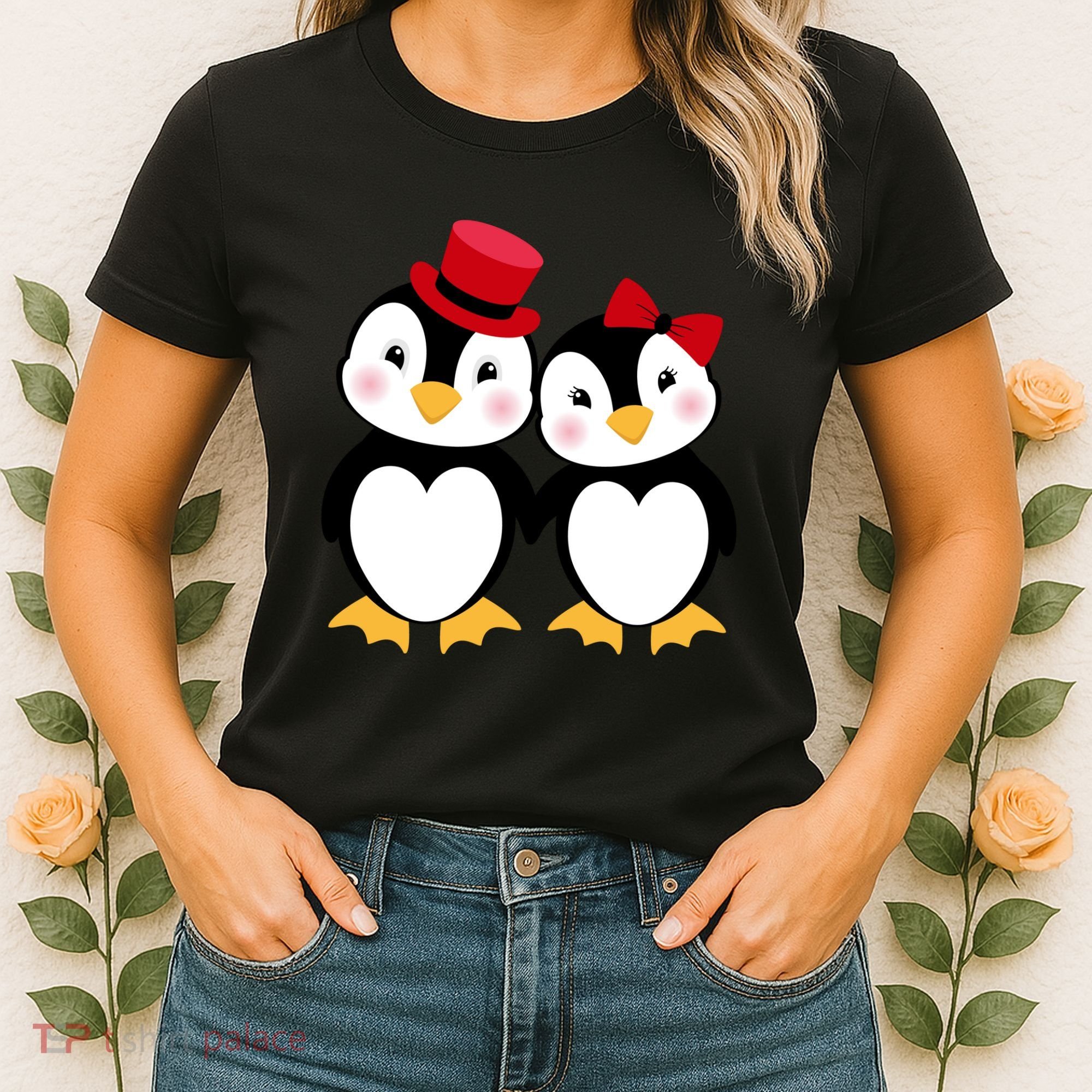 Cute Penguin Love Couples Valentines Women's T-Shirt