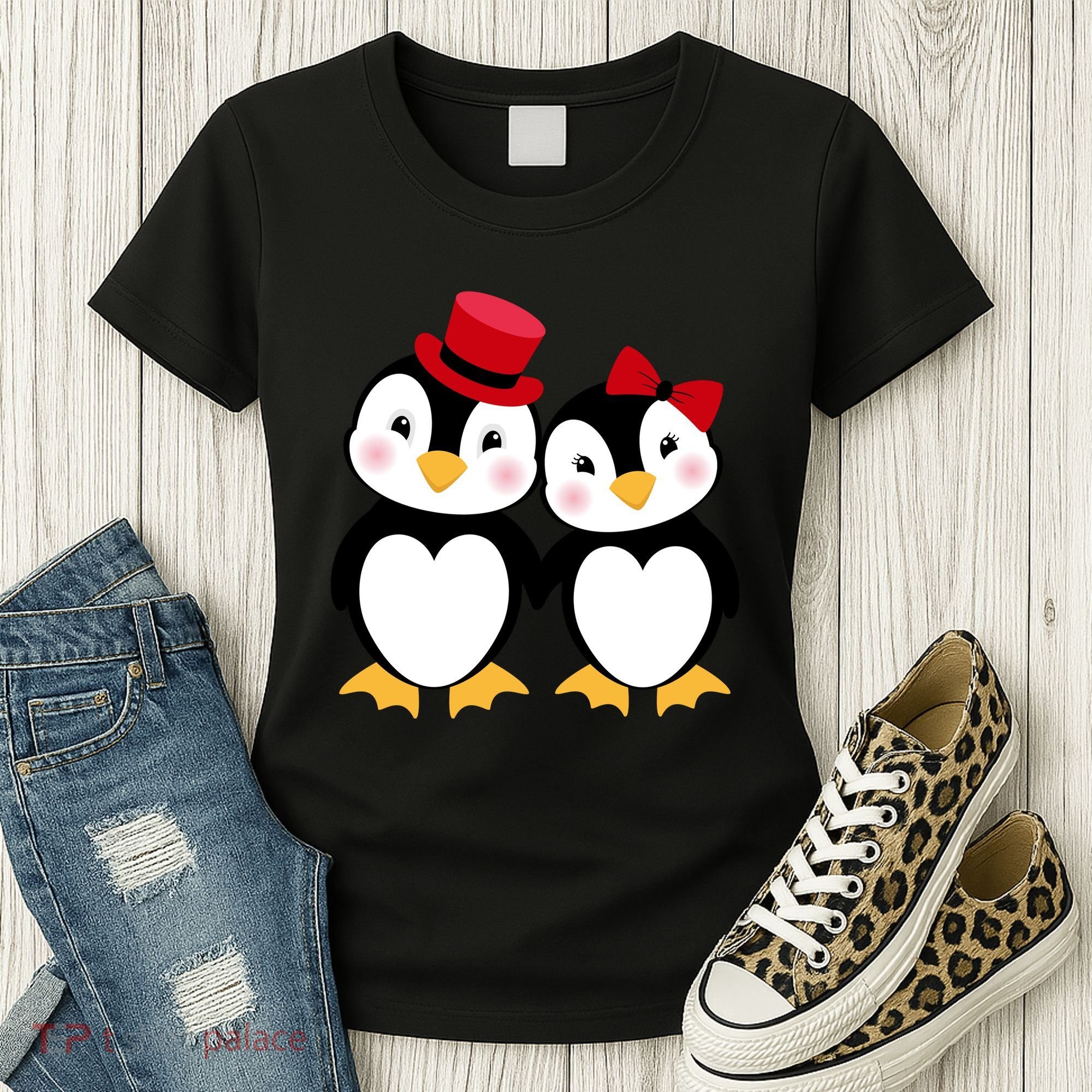 Cute Penguin Love Couples Valentines Women's T-Shirt