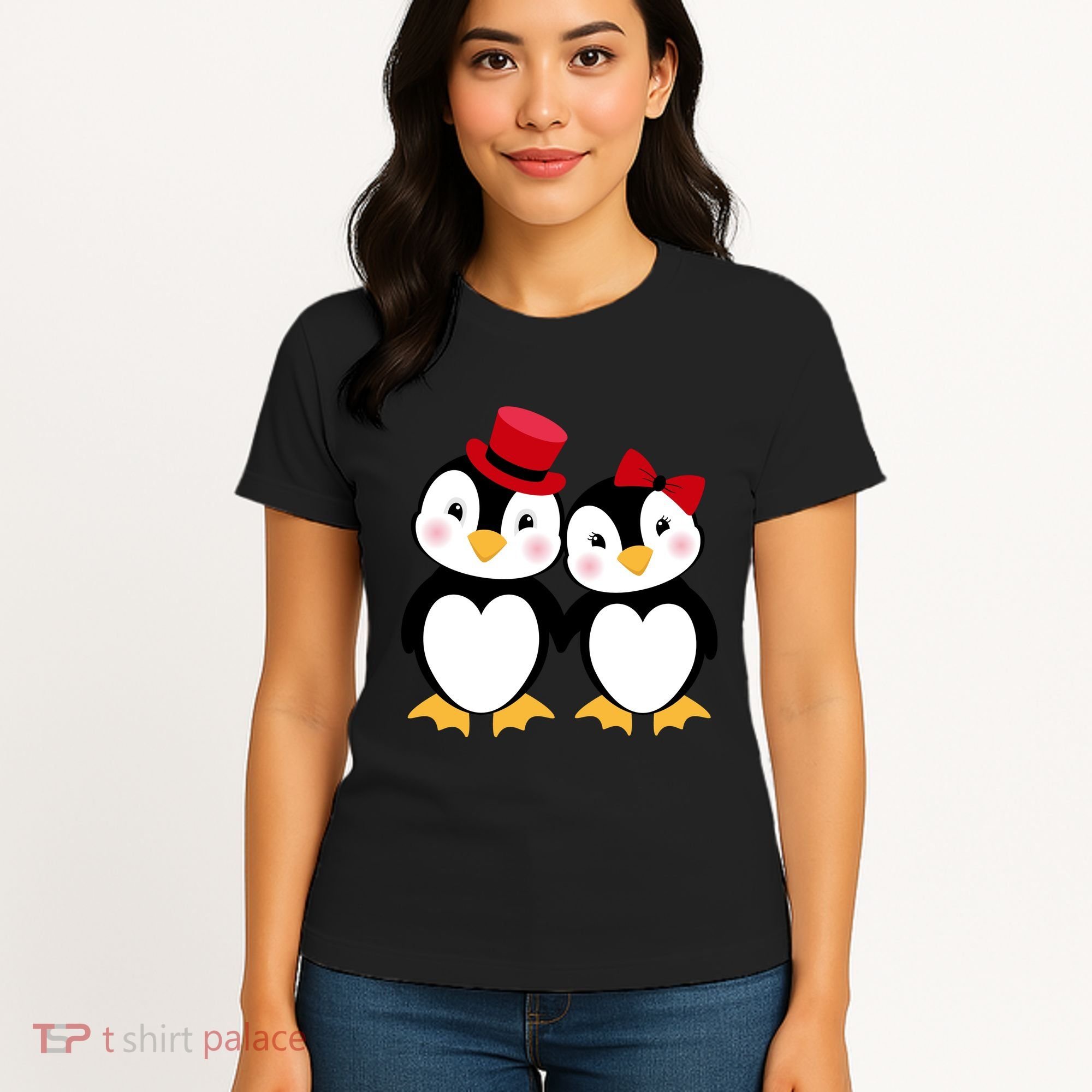 Cute Penguin Love Couples Valentines Women's T-Shirt