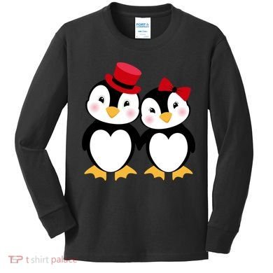 Cute Penguin Love Couples Valentines Kids Long Sleeve Shirt
