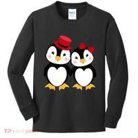 Cute Penguin Love Couples Valentines Kids Long Sleeve Shirt thumb 0