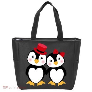 Cute Penguin Love Couples Valentines Tote Bag