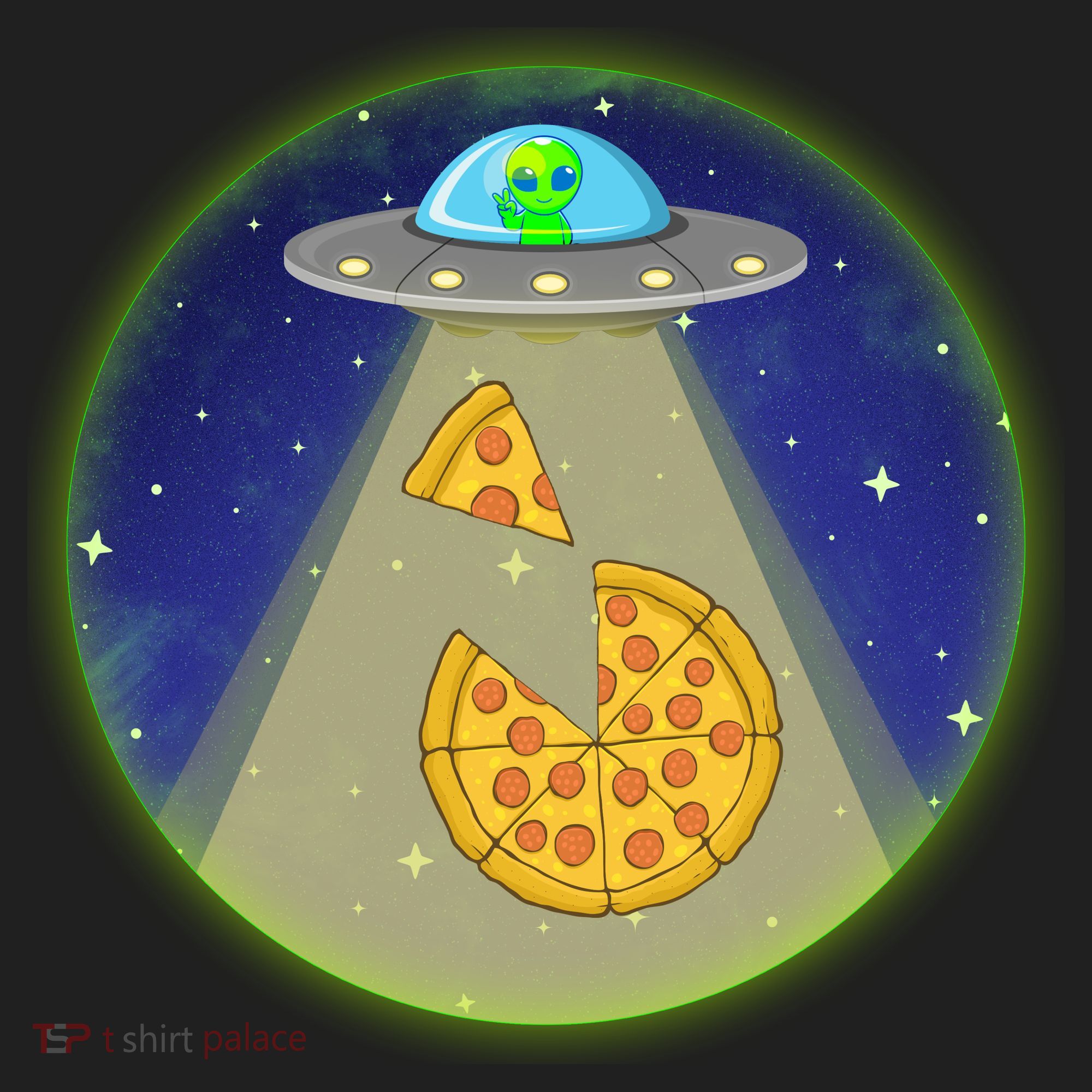Cool Pizza Loving UFO Alien Women's Sweatshirt