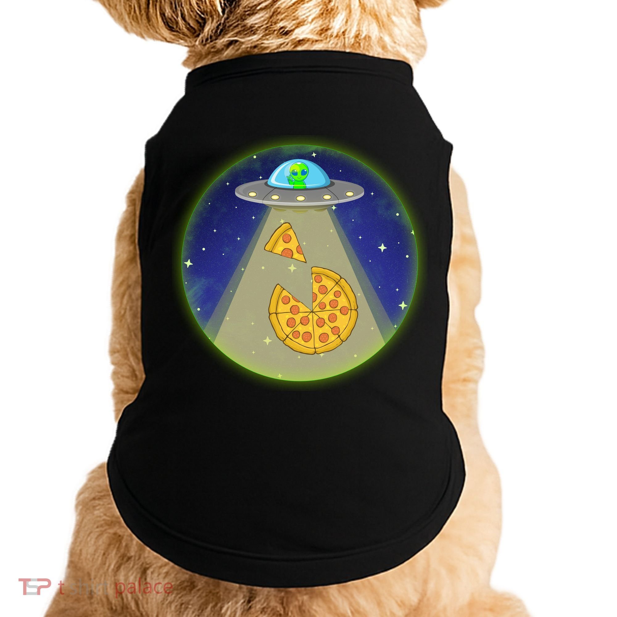 Cool Pizza Loving UFO Alien Doggie Tank