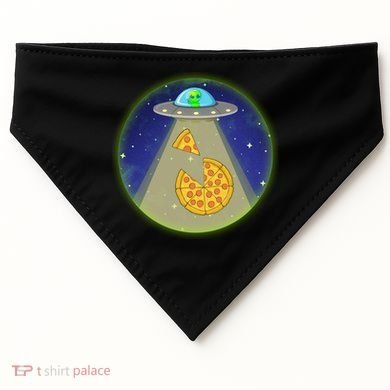Cool Pizza Loving UFO Alien USA-Made Doggie Bandana