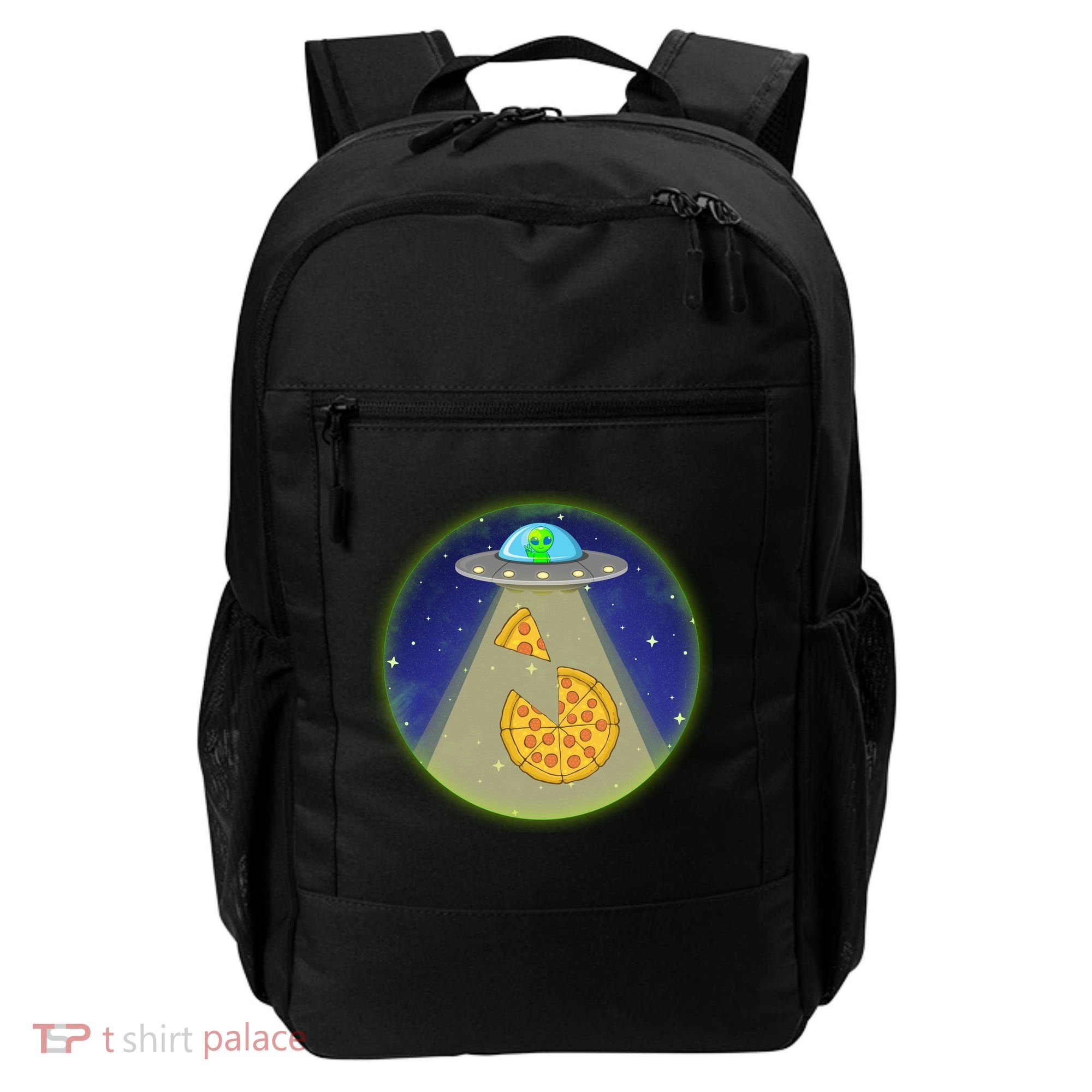 Cool Pizza Loving UFO Alien Backpack