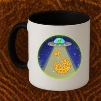 Cool Pizza Loving UFO Alien Coffee Mug thumb 2