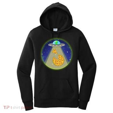 Cool Pizza Loving UFO Alien Women's Hoodie