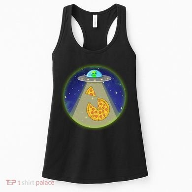 Cool Pizza Loving UFO Alien Women's Tank Top