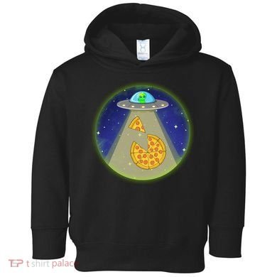 Cool Pizza Loving UFO Alien Toddler Hoodie