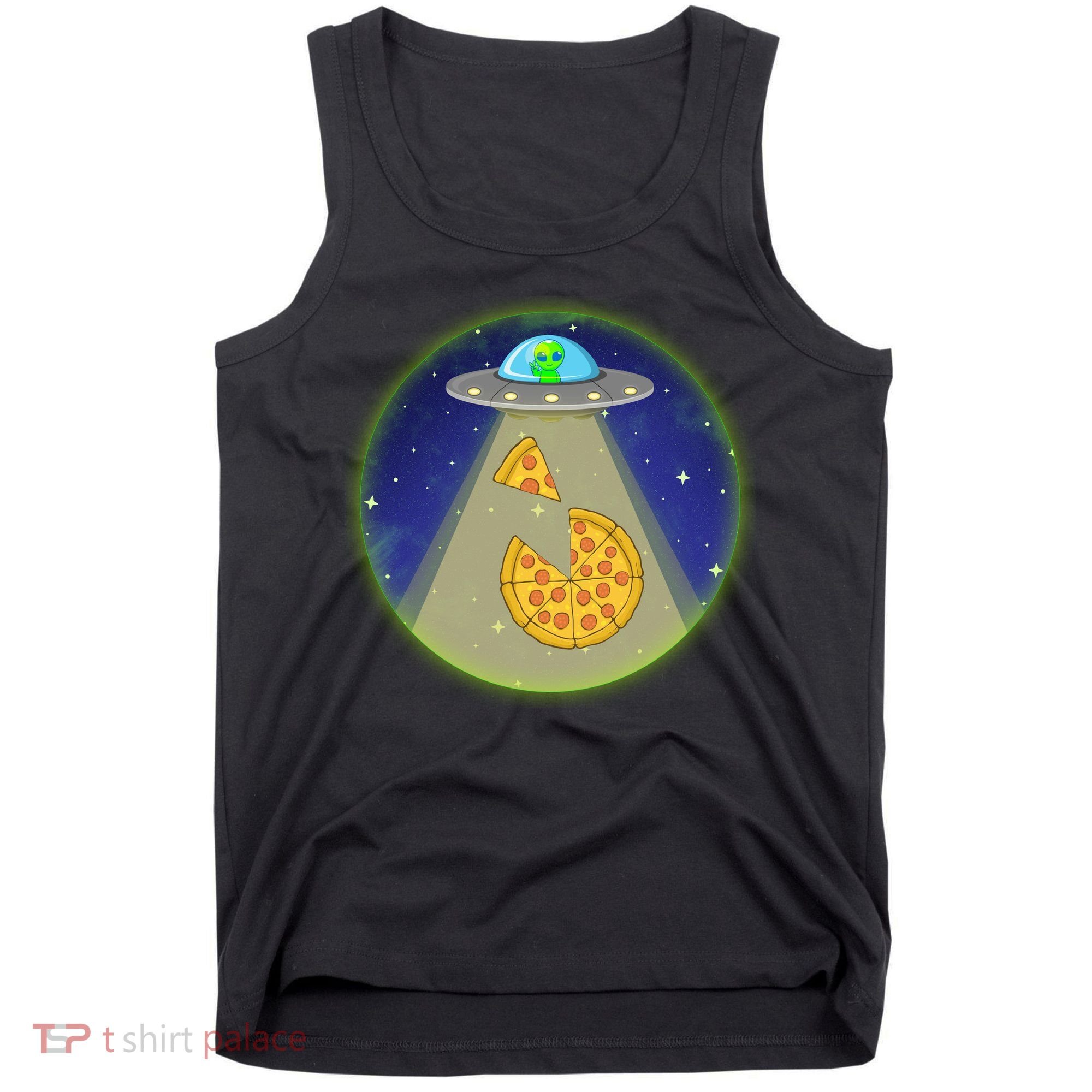 Cool Pizza Loving UFO Alien Tank Top