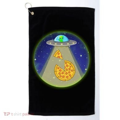 Cool Pizza Loving UFO Alien Golf Towel