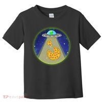 Cool Pizza Loving UFO Alien Toddler T-Shirt thumb 0