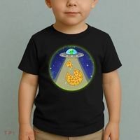 Cool Pizza Loving UFO Alien Toddler T-Shirt thumb 2