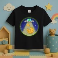 Cool Pizza Loving UFO Alien Toddler T-Shirt thumb 3