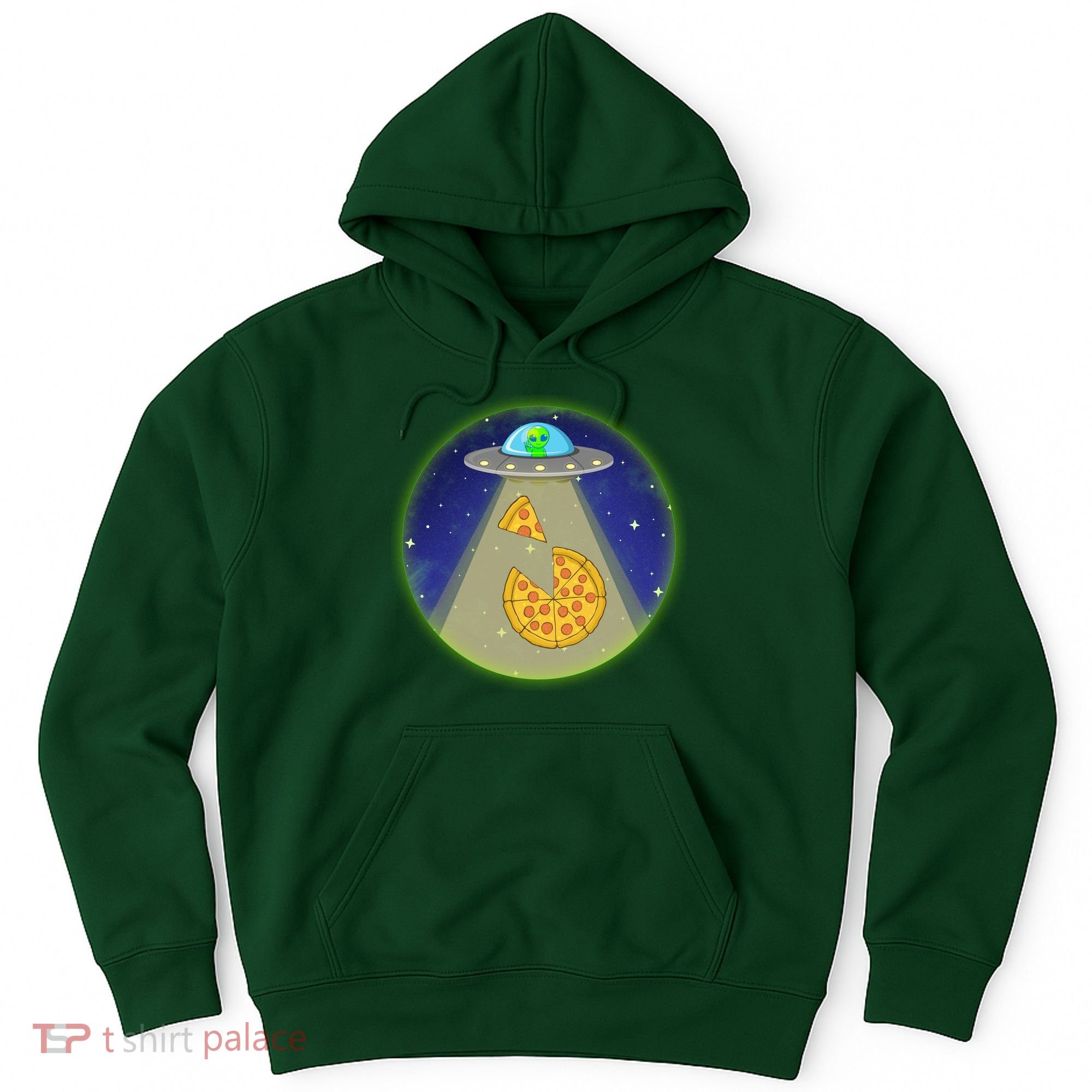 Cool Pizza Loving UFO Alien Hoodie
