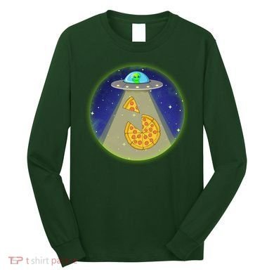 Cool Pizza Loving UFO Alien Long Sleeve Shirt